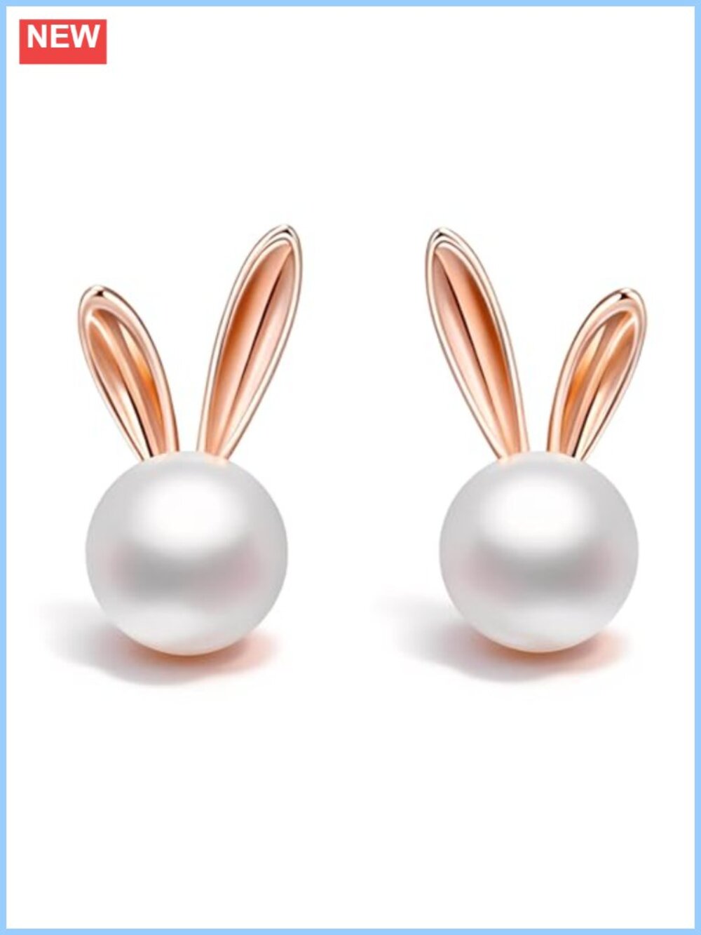 Bunny Pearl Dangle Stud Earrings Hypoallergenic Women's Easter Jewelry